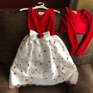 Girls Red and White Holiday Dress